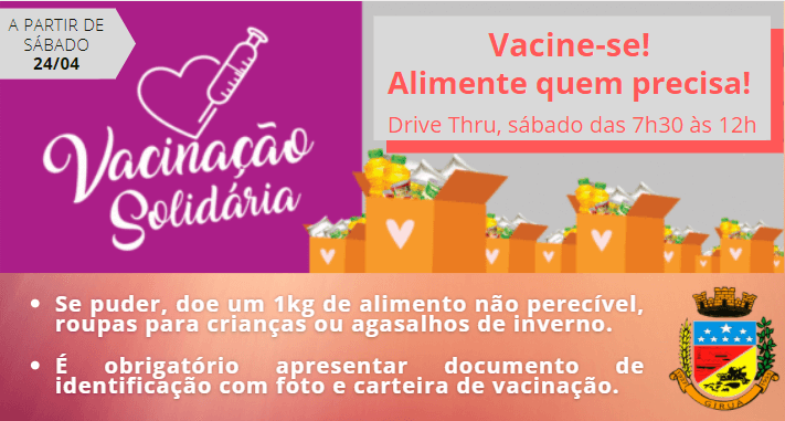 Vacinação Solidária incentiva a arrecadação de alimentos e agasalhos no 3º Drive Thru